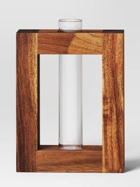 Propagation Vessel Rectangle with Wood Base Natural Wood- Threshold™